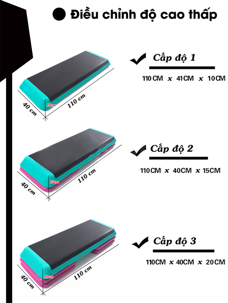 Kích thước bục dậm nhảy Aerobic 840