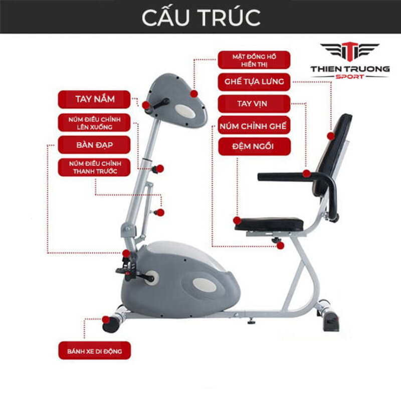 Cấu tạo xe đạp tập phục hồi chức năng điện t698