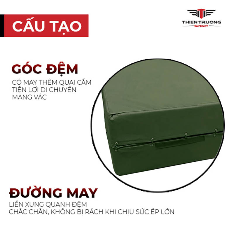Đường may đệm liền xung quanh chắc chắn, không bị rách khi chịu sức ép lớn