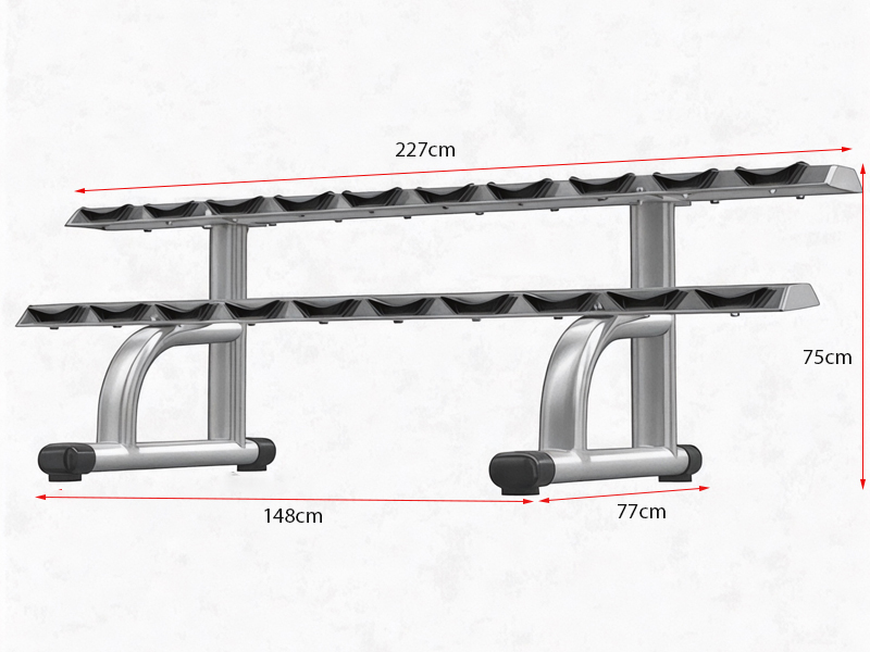 Kích thước giá để tạ 2 tầng loại 10 cặp HQ-10