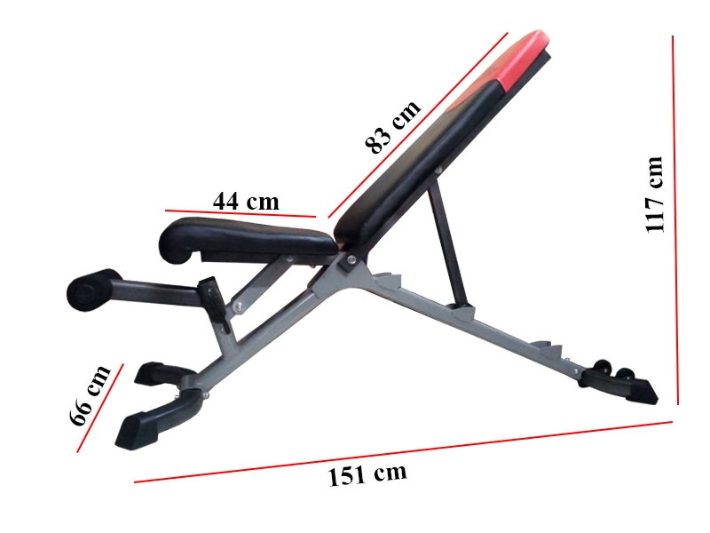 Kích thước ghế tập tạ Bowflex