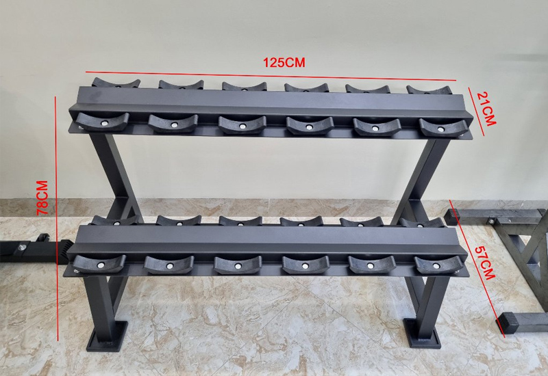 Kích thước giá để tạ tay 2 tầng 6 đôi Kingbox