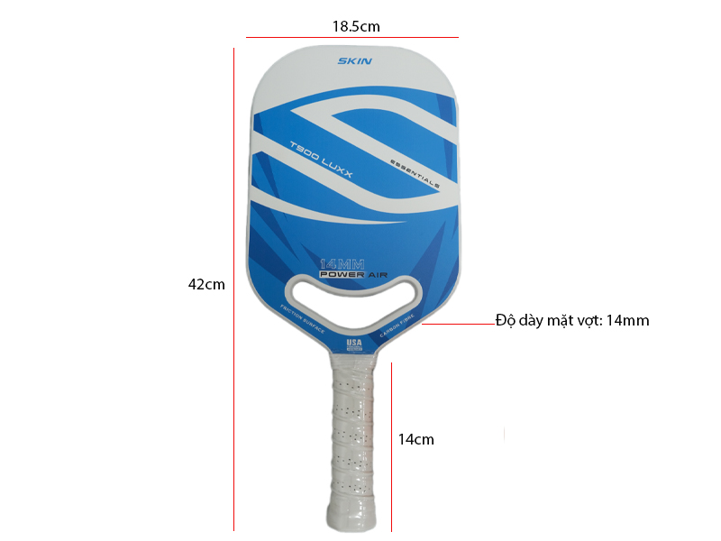 Kích thước vợt Pickleball Skin T900 Luxx