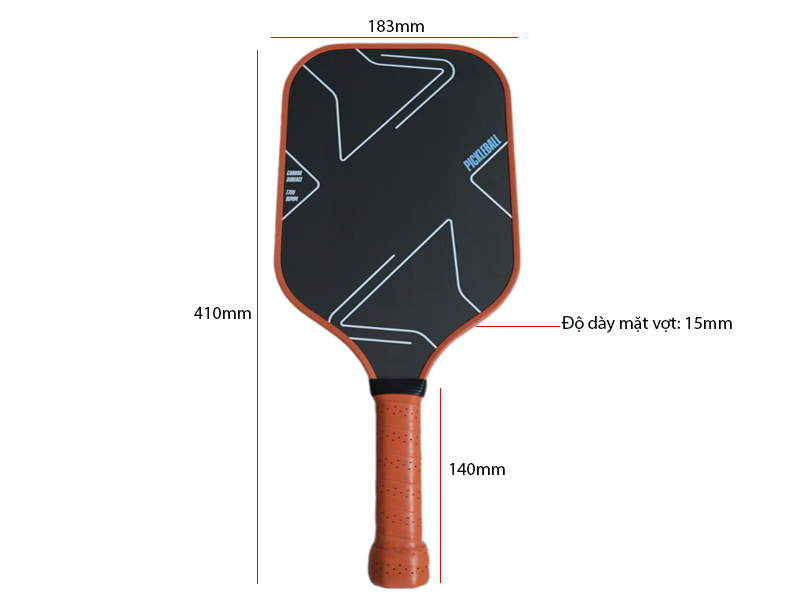 Kích thước vợt Pickleball T700 CARBON FIBRE