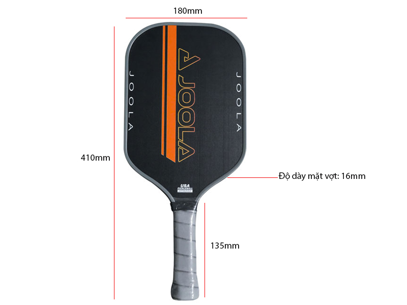 Kích thước vợt Pickleball Joola Black