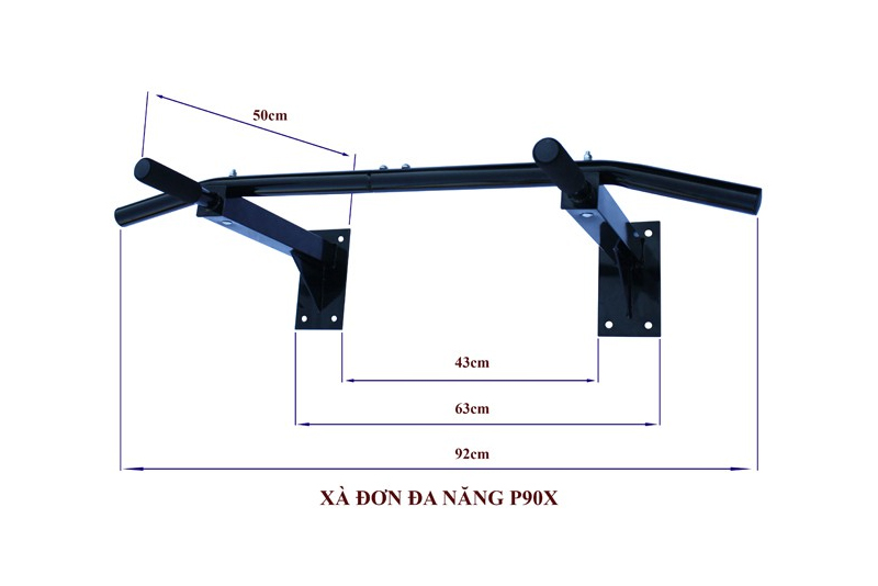 Kích thước xà đơn đa năng Wall Pull Up Bar P90X