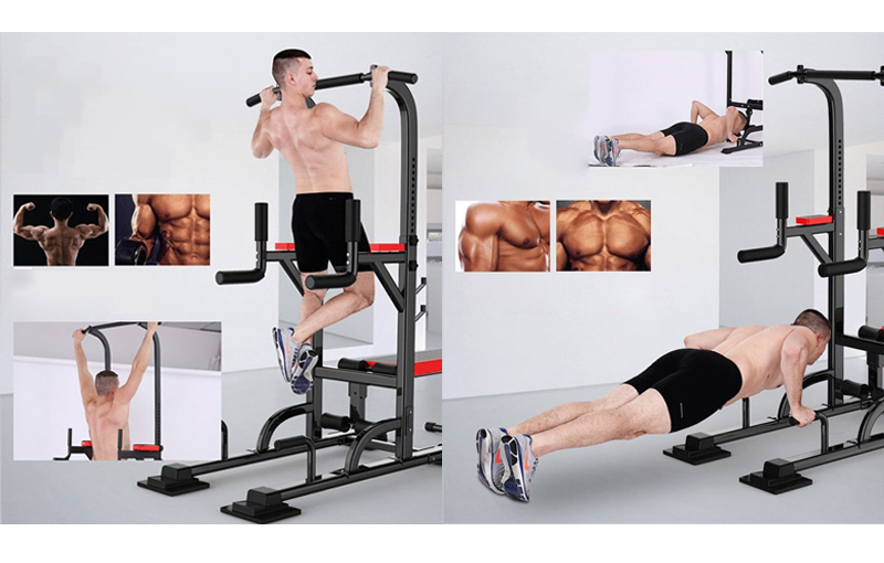 Tập hít đất và tập hít xà với ghế tập tạ đa năng T508