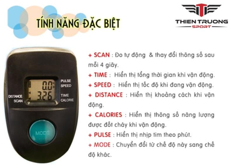 Phần đầu xe có đồng hổ thiện thị thông số quá trình tập luyện