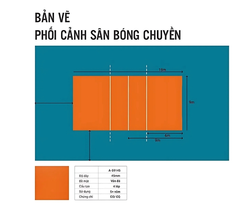 Thảm sân bóng chuyền Enlio A-59145
