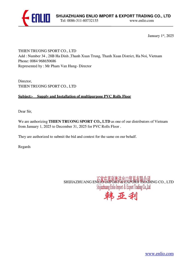 Thảm sân bóng chuyền Enlio A-59145