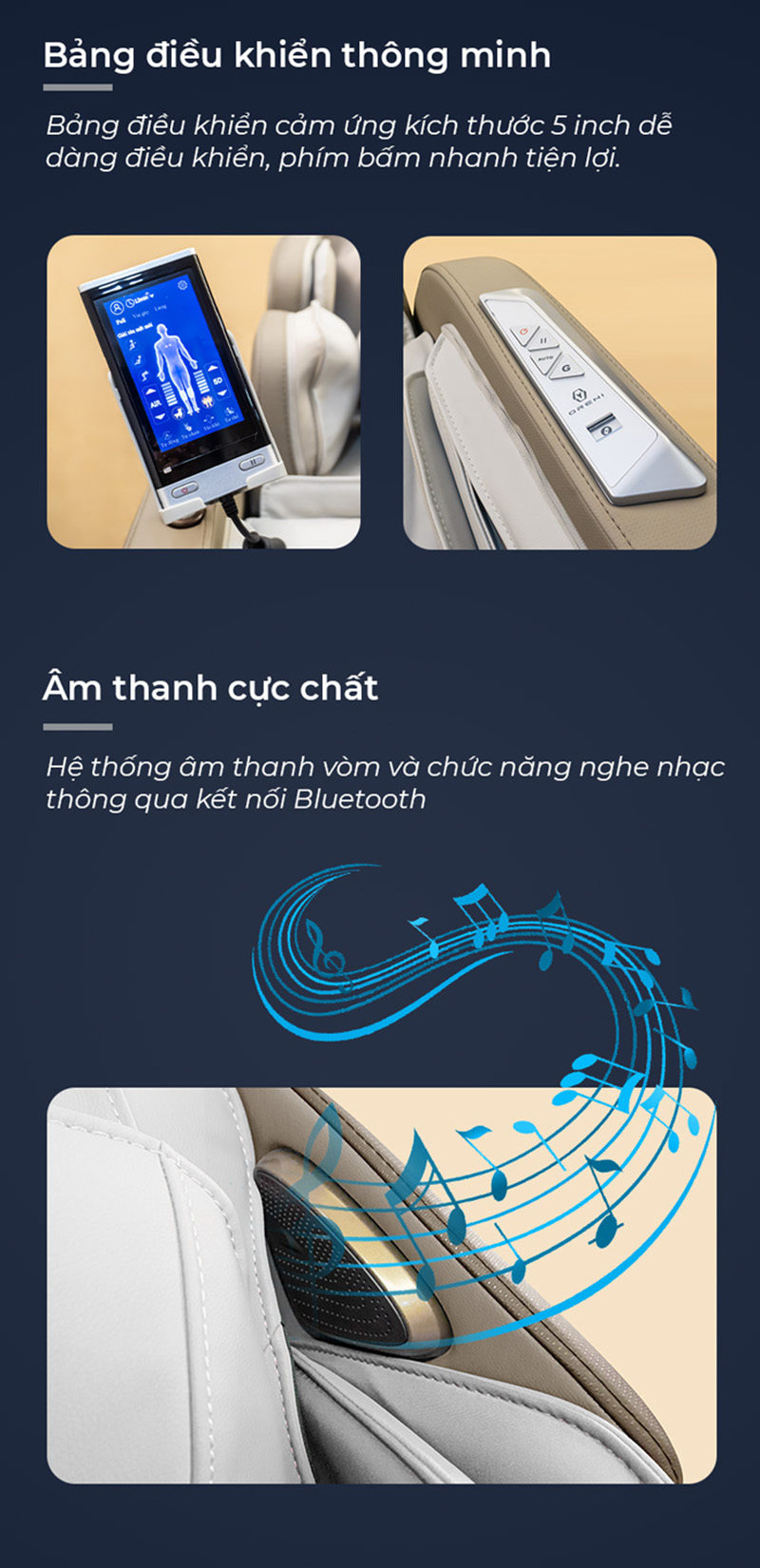 Bảng điều khiển thông minh cảm ứng, có hỗ trợ Tiếng Việt
