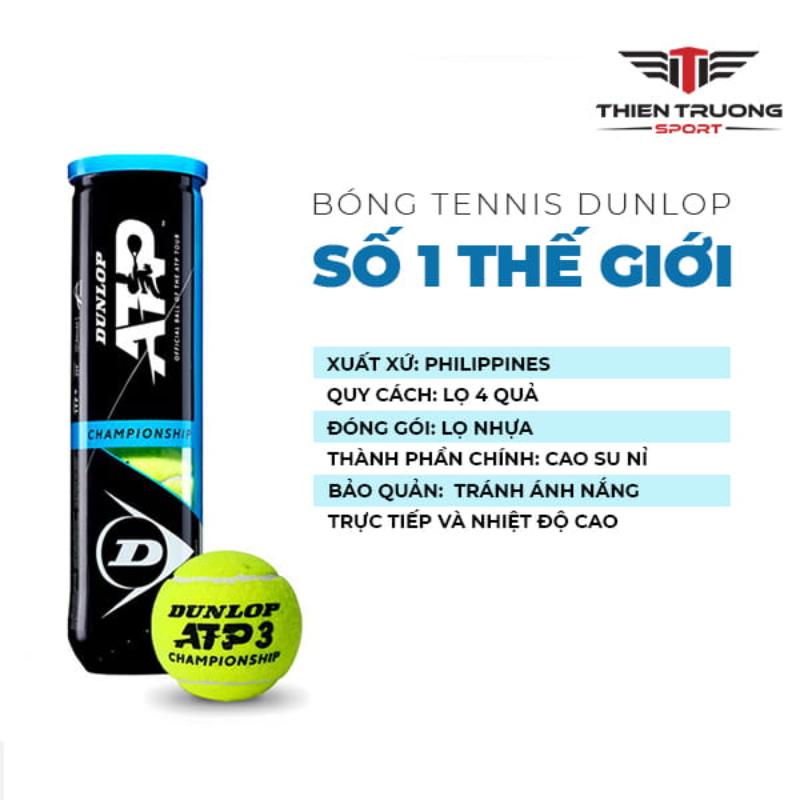 Thông số kỹ thuật bóng Tennis Dunlop ATP 3 (4 quả/hộp)