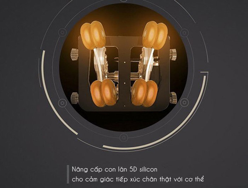 Ghế được tích hợp con lăn massgae 5D silicon vô cùng mềm mại
