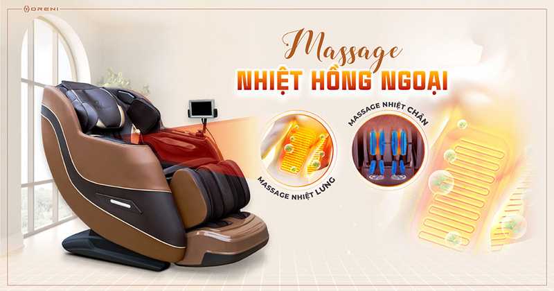 Ghế massage ORN 1800 trang bị hệ thống nhiệt hồng ngoại