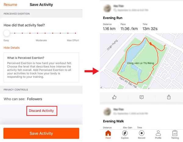 Kết thúc và lưu hoạt động