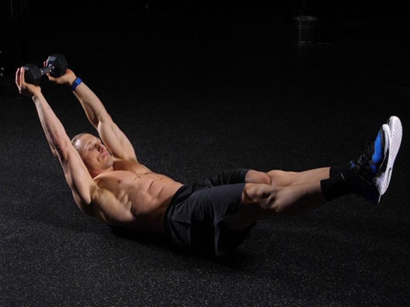 Bài tập dumbbell hollow body hold