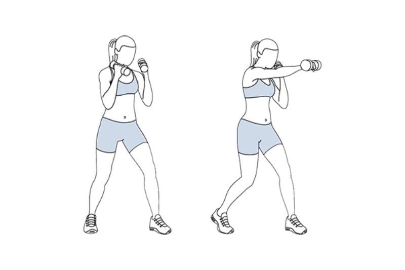 Bài tập tạ tay với rotational punches