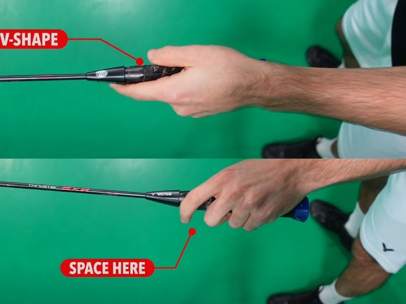 Cách cầm vợt cầu lông V-Grip
