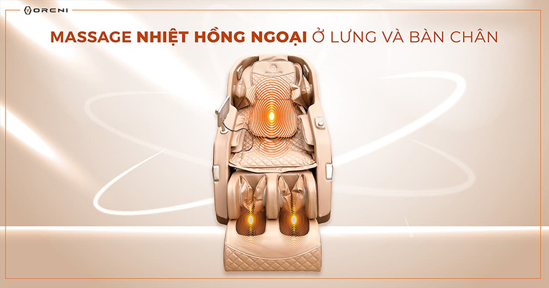OR-178 sử dụng tính năng nhiệt hồng ngoại ở lưng và bàn chân giúp hấp thụ năng lượng và kích thích máu lưu thông tốt