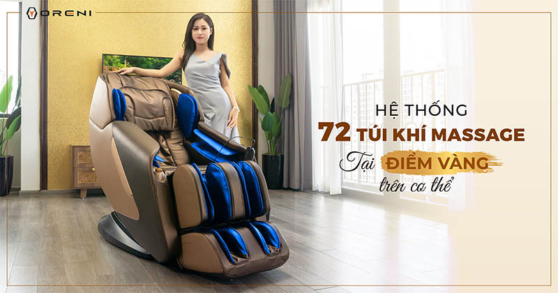 Ghế massage tích hợp hệ thống 72 túi khí massage toàn thân