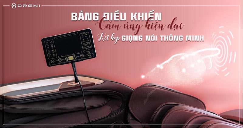 Ghế massage kết hợp bảng điều khiển cảm ứng hiện đại kết hợp giọng nói thông minh