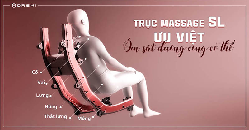 Trục massage của ghế SL ưu việt ôm sát đường cong cơ thể