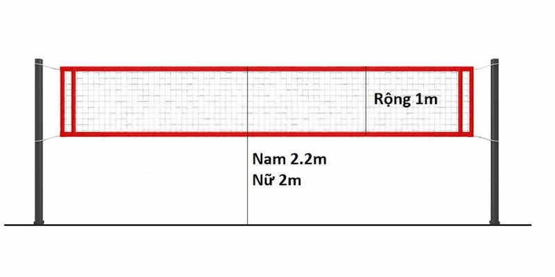 Kích thước trụ bóng chuyền