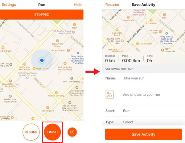 Kết thúc và lưu hoạt động
