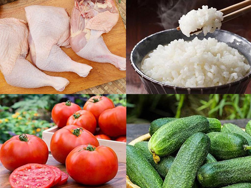 Nguyên liệu cơm gà xối mỡ